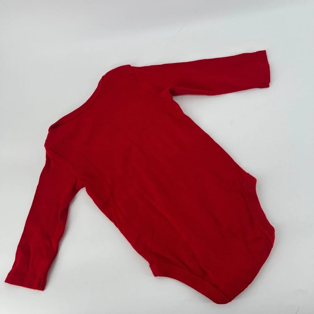 Carters Red Valentines Day Baby Bodysuit 6 Months Long‎ Sleeve Heart Graphic